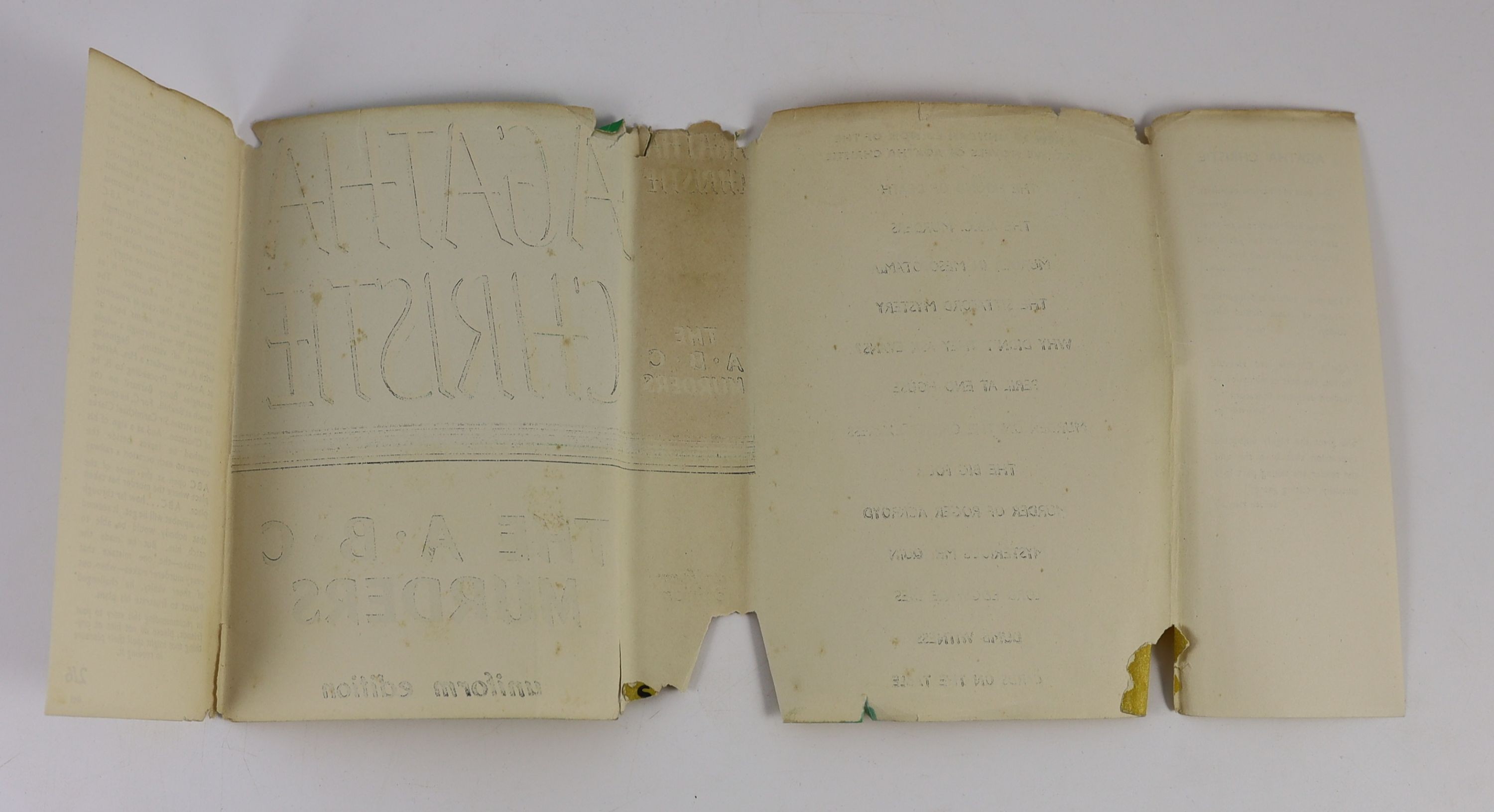 Christie, Agatha - 12 works - Partners in Crime, with torn d/j, with loss to spine and lower rear panel, nd, [1929], Death on the Nile, 2nd impression, in unclipped d/j, with loss to lower spine, 1938; Cards on the Table